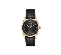 Quarzuhr BOSS "PRINCIPLE", schwarz, Armbanduhren, Herren, Quarzuhr, Armbanduhr, Damenuhr, Herrenuhr, Lederarmband, analog, Tag (56253412-0) schwarz