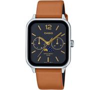 Quarzuhr, braun (cognacfarben, schwarz), CASIO TIMELESS COLLECTION, Armbanduhren, Damen, Quarzuhr, Armbanduhr, Herrenuhr, Damenuhr, Datum, Lederarmband, Mondphase (54078308-0) cognacfarben, schwarz