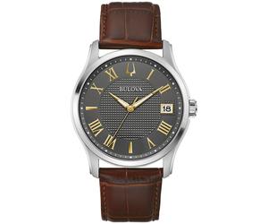 Quarzuhr BULOVA, braun, Armbanduhren, Herren, Quarzuhr, Armbanduhr, Herrenuhr, Damenuhr, Lederarmband, Datum (39427036-0)