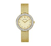 Quarzuhr BULOVA "Goddess of Time", goldfarben, Armbanduhren, Damen, Quarzuhr, Armbanduhr, Damenuhr, Edelstahlarmband, analog, Kristallsteine (99740900-0)