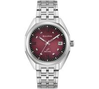 Quarzuhr BULOVA "Jet Star", silber (silberfarben, dunkelrot), Armbanduhren, Herren, Quarzuhr, Armbanduhr, Herrenuhr, Damenuhr, Edelstahlarmband, Saphirglas (33937608-0)