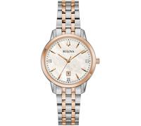 Quarzuhr BULOVA, rosa (silberfarben, roségoldfarben), Armbanduhren, Damen, Quarzuhr, Armbanduhr, Damenuhr, Edelstahlarmband, Leuchtzeiger, Datum (99787765-0)