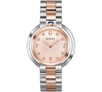 Quarzuhr BULOVA "Rubaiyat", silber (silberfarben, roségoldfarben), Armbanduhren, Damen, Quarzuhr, Armbanduhr, Damenuhr, Edelstahlarmband, analog, Diamant (53754041-0)