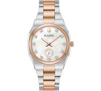 Quarzuhr BULOVA, silber (silberfarben, roségoldfarben), Armbanduhren, Damen, Quarzuhr, Armbanduhr, Damenuhr, Perlmuttzifferblatt, Diamant, Edelstahlarmband (81289358-0)