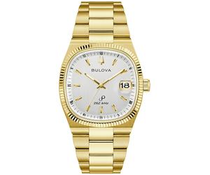 Quarzuhr BULOVA "Super Seville", gold (goldfarben, weiß), Armbanduhren, Damen, Quarzuhr, Armbanduhr, Damenuhr, Herrenuhr, unisex, analog, Edelstahlarmband (35839142-0) goldfarben, weiß