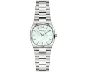 Quarzuhr BULOVA "Super Seville", silber (silberfarben, perlmuttfarben), Armbanduhren, Damen, Quarzuhr, Armbanduhr, Damenuhr, Edelstahlarmband, analog (28512016-0) silberfarben, perlmuttfarben