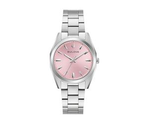 Quarzuhr BULOVA "Surveyor", rosa (silberfarben, rosa), Armbanduhren, Damen, Quarzuhr, Armbanduhr, Damenuhr, Edelstahlarmband, analog (10725867-0) silberfarben, rosa