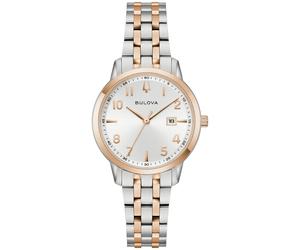 Quarzuhr BULOVA "Sutton", roségoldfarben, silberfarben, Armbanduhren, Damen, Quarzuhr, Armbanduhr, Damenuhr, Edelstahlarmband, analog, Datum (99391131-0) roségoldfarben, silberfarben
