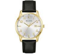Quarzuhr BULOVA "Sutton", schwarz, goldfarben, Armbanduhren, Herren, Quarzuhr, Armbanduhr, Damenuhr, Herrenuhr, Lederarmband, analog, Datum (18163958-0) schwarz, goldfarben