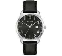 Quarzuhr BULOVA "Sutton", schwarz, silberfarben, Armbanduhren, Herren, Quarzuhr, Armbanduhr, Damenuhr, Herrenuhr, Lederarmband, analog, Datum (64898725-0) schwarz, silberfarben
