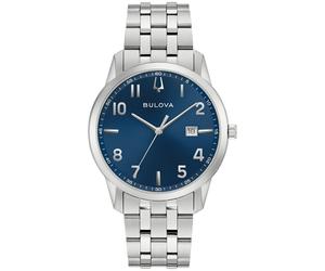 Quarzuhr BULOVA "Sutton", silberfarben, blau, Armbanduhren, Herren, Quarzuhr, Armbanduhr, Damenuhr, Herrenuhr, Edelstahlarmband, analog, Datum (84935046-0) silberfarben, blau