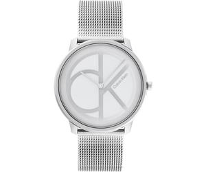 Quarzuhr CALVIN KLEIN "CK ICONIC 40 mm", silber (silberfarben), Armbanduhren, Damen, Quarzuhr, Armbanduhr, Damenuhr, Herrenuhr, Edelstahlarmband, analog (37215511-0) silberfarben