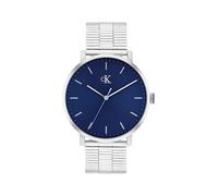 Quarzuhr CALVIN KLEIN "CK REAL", blau (silberfarben, blau), Armbanduhren, Herren, Quarzuhr, Armbanduhr, Herrenuhr, Edelstahlarmband, analog (71358319-0) silberfarben, blau