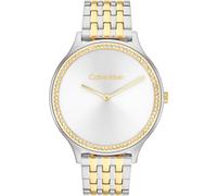 Quarzuhr CALVIN KLEIN "CK TIMELESS", silber (silberfarben, goldfarben, silberfarben), Armbanduhren, Damen, Quarzuhr, Armbanduhr, Damenuhr, Glaskristalle, Edelstahlarmband (67143228-0) silberfarben, go