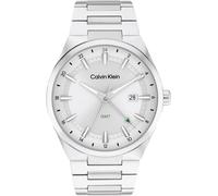 Quarzuhr CALVIN KLEIN "DISTINGUISH GMT", silber (silberfarben, silberfarben), Armbanduhren, Herren, Quarzuhr, Armbanduhr, Herrenuhr, Edelstahlarmband, analog, Tag, 2. Zeitzone (65932953-0)