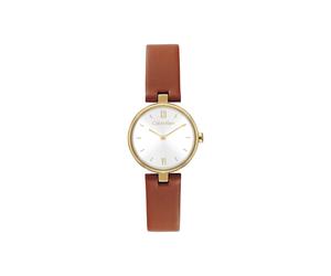 Quarzuhr CALVIN KLEIN "GLEAM", braun, Armbanduhren, Damen, Quarzuhr, Armbanduhr, Damenuhr, Lederarmband, analog (60920847-0) braun