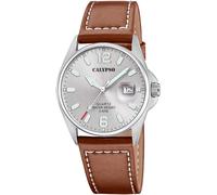 Quarzuhr CALYPSO WATCHES "Basic", braun (braun, silberfarben), Armbanduhren, Herren, silberfarben, Quarzuhr, Armbanduhr, Herrenuhr, Lederarmband, analog, Tag (81496540-0) braun, silberfarben