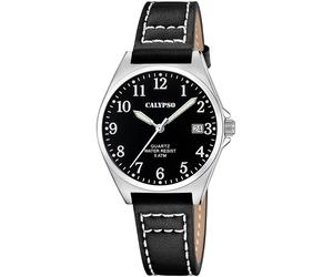 Quarzuhr CALYPSO WATCHES "Basic", schwarz, Armbanduhren, Damen, Quarzuhr, Armbanduhr, Damenuhr, Lederarmband, analog, Tag (70916359-0)