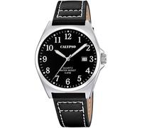 Quarzuhr CALYPSO WATCHES "Basic", schwarz (schwarz, schwarz), Armbanduhren, Herren, silberfarben, Quarzuhr, Armbanduhr, Herrenuhr, Lederarmband, analog, Tag (36861140-0) schwarz, schwarz