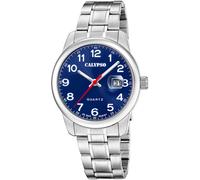 Quarzuhr CALYPSO WATCHES "Basic", silber (silberfarben, blau), Armbanduhren, Damen, Quarzuhr, Armbanduhr, Herrenuhr, Edelstahlarmband, analog, Tag (11379854-0) silberfarben, blau