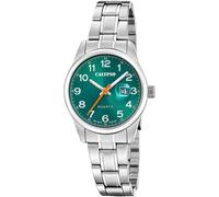 Quarzuhr CALYPSO WATCHES "Basic", silber (silberfarben, grün), Armbanduhren, Damen, Quarzuhr, Armbanduhr, Damenuhr, Edelstahlarmband, analog, Tag (77544213-0)