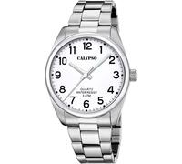 Quarzuhr CALYPSO WATCHES "Basic", silber (silberfarben, weiß), Armbanduhren, Herren, Quarzuhr, Armbanduhr, Herrenuhr, Edelstahlarmband, analog (77988552-0) silberfarben, weiß
