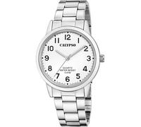 Quarzuhr CALYPSO WATCHES "Basic", silber (silberfarben, weiß), Armbanduhren, Kinder, Quarzuhr, Armbanduhr, Herrenuhr, Edelstahlarmband, analog (67639844-0) silberfarben, weiß