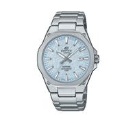 Quarzuhr CASIO EDIFICE, silber (edelstahlfarben, hellblau), Armbanduhren, Herren, Quarzuhr, Armbanduhr, Herrenuhr, Edelstahlarmband, analog, Tag, Neo-Display (22628767-0) edelstahlfarben, hellblau