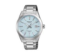 Quarzuhr CASIO EDIFICE, silber (edelstahlfarben, hellblau), Armbanduhren, Herren, Quarzuhr, Armbanduhr, Herrenuhr, Edelstahlarmband, analog, Tag, Neo-Display (16623761-0) edelstahlfarben, hellblau