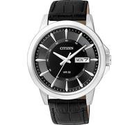 Quarzuhr CITIZEN, schwarz, Armbanduhren, Herren, Quarzuhr, Armbanduhr, Herrenuhr, Damenuhr, Lederarmband, Datum (12859421-0)