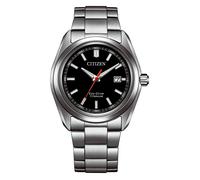 Quarzuhr CITIZEN, silber (silberfarben, schwarz), Armbanduhren, Herren, Quarzuhr, Armbanduhr, Solar, Herrenuhr, analog, Big Date (71936458-0) silberfarben, schwarz