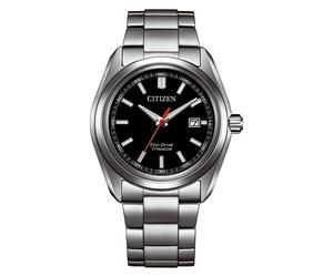 Quarzuhr CITIZEN, silber (silberfarben, schwarz), Armbanduhren, Herren, Quarzuhr, Armbanduhr, Solar, Herrenuhr, analog, Big Date (71936458-0) silberfarben, schwarz
