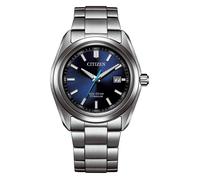 Quarzuhr CITIZEN, silberfarben, blau, Armbanduhren, Herren, Quarzuhr, Armbanduhr, Solar, Herrenuhr, analog, Big Date (41564038-0) silberfarben, blau