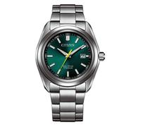Quarzuhr CITIZEN, silberfarben, grün, Armbanduhren, Herren, Quarzuhr, Armbanduhr, Solar, Herrenuhr, analog, Big Date (76434347-0) silberfarben, grün