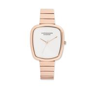 Quarzuhr COPENHAGEN STUDIOS "Curved Watch", roségoldfarben, weiß, Armbanduhren, Damen, Quarzuhr, Armbanduhr, Damenuhr, Edelstahlarmband, analog (38147836-0)