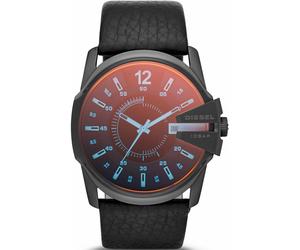 Quarzuhr DIESEL "MASTER CHIEF", schwarz, Armbanduhren, Herren, Quarzuhr, Armbanduhr, Herrenuhr, mit irisierendem Mineralglas, Lederarmband (331970-0) schwarz