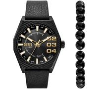 Quarzuhr DIESEL "SCRAPER", schwarz, Armbanduhren, Herren, Quarzuhr, Armbanduhr, Herrenuhr, ideal auch als Geschenk, Lederarmband (39802834-0) schwarz