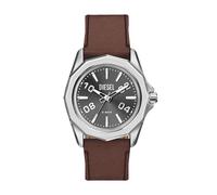 Quarzuhr DIESEL "Stinger 3-Hand", braun (braun, grau), Armbanduhren, Herren, Quarzuhr, Armbanduhr, Herrenuhr, Lederarmband, analog (52614838-0) braun, grau