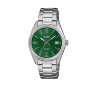 Quarzuhr, edelstahlfarben, grün, CASIO TIMELESS COLLECTION, Armbanduhren, Herren, Quarzuhr, Armbanduhr, Damenuhr, Herrenuhr, Edelstahlarmband, analog, Tag (92542845-0) edelstahlfarben, grün