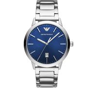 Quarzuhr EMPORIO ARMANI, blau (blau, edelstahlfarben), Armbanduhren, Herren, Quarzuhr, Armbanduhr, Herrenuhr, Edelstahlarmband, analog, Tag (24193568-0) blau, edelstahlfarben