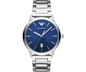Quarzuhr EMPORIO ARMANI, blau (blau, edelstahlfarben), Armbanduhren, Herren, Quarzuhr, Armbanduhr, Herrenuhr, Edelstahlarmband, analog, Tag (24193568-0) blau, edelstahlfarben
