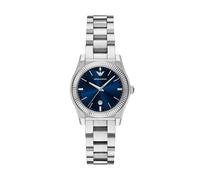Quarzuhr EMPORIO ARMANI, blau (edelstahlfarben, blau), Armbanduhren, Damen, Quarzuhr, Armbanduhr, Damenuhr, Edelstahlarmband, analog, Tag (16655133-0) edelstahlfarben, blau