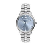 Quarzuhr EMPORIO ARMANI, blau (edelstahlfarben, blau), Armbanduhren, Herren, Quarzuhr, Armbanduhr, Herrenuhr, Edelstahlarmband, analog, Tag (86994153-0) edelstahlfarben, blau