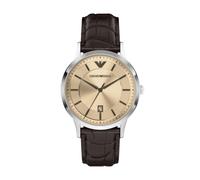 Quarzuhr EMPORIO ARMANI, braun (braun, bronzefarben), Armbanduhren, Herren, Quarzuhr, Armbanduhr, Herrenuhr, Lederarmband, analog, Tag (35310734-0) braun, bronzefarben