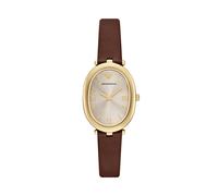 Quarzuhr EMPORIO ARMANI, braun (dunkelbraun, goldfarben), Armbanduhren, Damen, Quarzuhr, Armbanduhr, Damenuhr, Lederarmband, analog (18659749-0) dunkelbraun, goldfarben