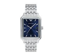 Quarzuhr EMPORIO ARMANI, edelstahlfarben, blau, Armbanduhren, Herren, Quarzuhr, Armbanduhr, Damenuhr, Herrenuhr, Edelstahlarmband, analog, Tag (55723612-0) edelstahlfarben, blau