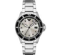 Quarzuhr EMPORIO ARMANI, edelstahlfarben, grau, Armbanduhren, Kinder, Quarzuhr, Armbanduhr, Herrenuhr, Edelstahlarmband, analog, Tag (52486937-0) edelstahlfarben, grau