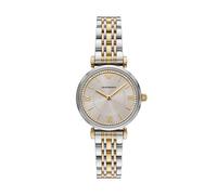 Quarzuhr EMPORIO ARMANI, gold (edelstahlfarben, gelbgoldfarben, champagnerfarben), Armbanduhren, Damen, Quarzuhr, Armbanduhr, Damenuhr, Edelstahlarmband, analog, Glassteine (36964158-0) edelstahlfarbe