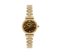 Quarzuhr EMPORIO ARMANI, gold (gelbgoldfarben, braun), Armbanduhren, Damen, Quarzuhr, Armbanduhr, Damenuhr, Edelstahlarmband, analog, Tigerauge (93972058-0) gelbgoldfarben, braun