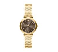 Quarzuhr EMPORIO ARMANI, gold (gelbgoldfarben, braun), Armbanduhren, Damen, Quarzuhr, Armbanduhr, Edelstahlarmband, analog, Glassteine (85973012-0) gelbgoldfarben, braun
